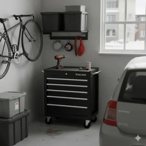 Compact 26-inch rolling tool chest ideal for small home garages and urban Canadian workspaces.