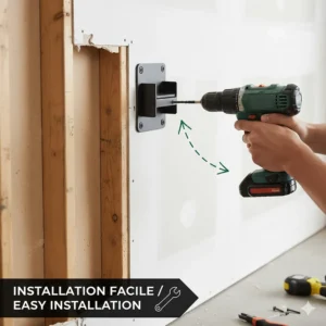 Step-by-step illustration of a DIY ski storage rack garage installation into standard wall studs.