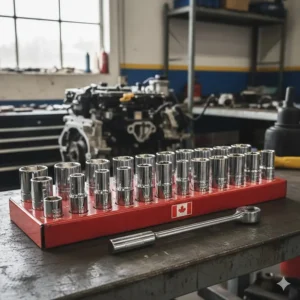 A comprehensive metric and SAE socket set for mechanics working on domestic and import vehicles in Canada.