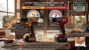 Using a 20V cordless impact driver to build a Western Red Cedar deck, a popular outdoor project across Canada.