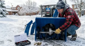 Comparison of EGO and Toro cordless snow blowers tackling heavy, wet snow and icy ridges in a Canadian residential setting.