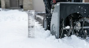Side-by-side 4K photorealistic comparison showing the detailed inner workings of a compact single-stage snow blower and a heavy-duty two-stage snow blower.