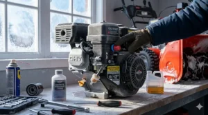 Technical illustration of a cold-weather engine designed to start during a 12-inch snowfall in Northern Canada.