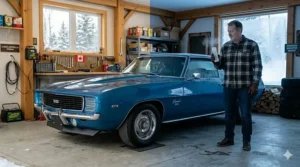 A secure, climate-controlled storage facility in Canada housing vintage vehicles safely away from extreme winter weather.