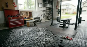 Heavy duty rubber tiles showing resistance to harsh Canadian seasonal weather.