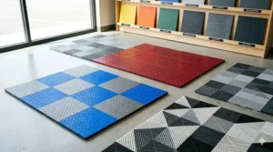 Customizable patterned garage flooring tiles available in various colors for any garage style.
