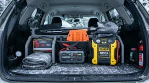 Compact design of top-rated jump starters for easy storage in Canadian trunk emergency kits.