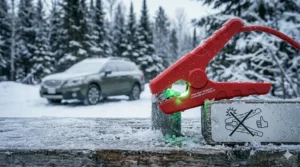 Safety features of portable jump starters, including spark-proof technology essential for safe winter operation.