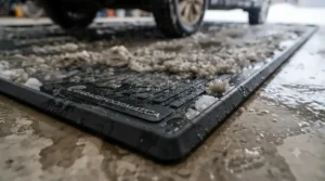 Close-up of non-slip texture on a slush mat.