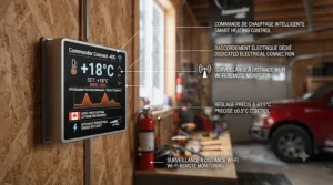 Infographic on insulating a garage to support a heater for garage -40c efficiency | Infographie sur l'isolation d'un garage pour optimiser l'efficacité du chauffage à -40c.