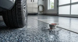 Illustration demonstrating hot tire and salt resistance for high-performance Canadian garage floors.