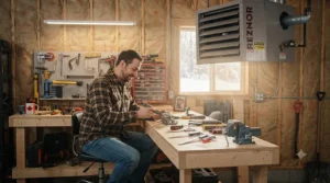 Side-by-side view of natural gas and propane options for a forced air garage heater setup.