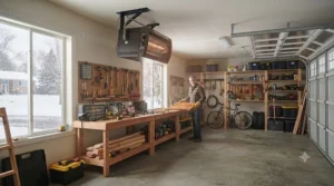 A warm, winter-ready Canadian garage workshop