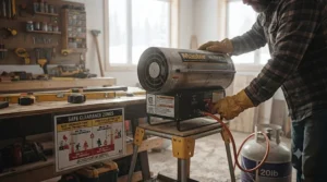 BTU sizing chart to choose the right space heater for workshop square footage in Canadian homes.