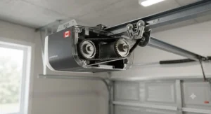 Close-up illustration of the reinforced steel-reinforced belt mechanism for an attached garage opener.