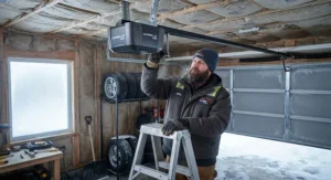 Torsion springs and a reliable garage door opener mechanism inside a cold detached garage.