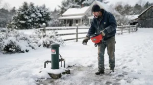 Using safe eco-friendly ice melt products near a rural water well in winter
